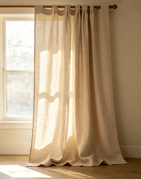 Light Filtering Linen Blend Rod Pocket Curtain
