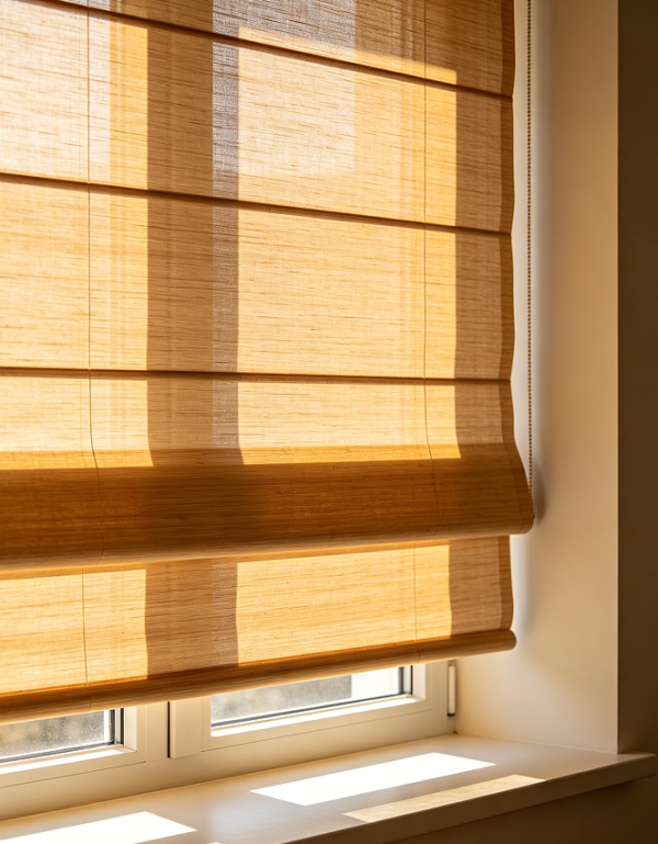Natural Bamboo Roman Shade with Cordless Lift